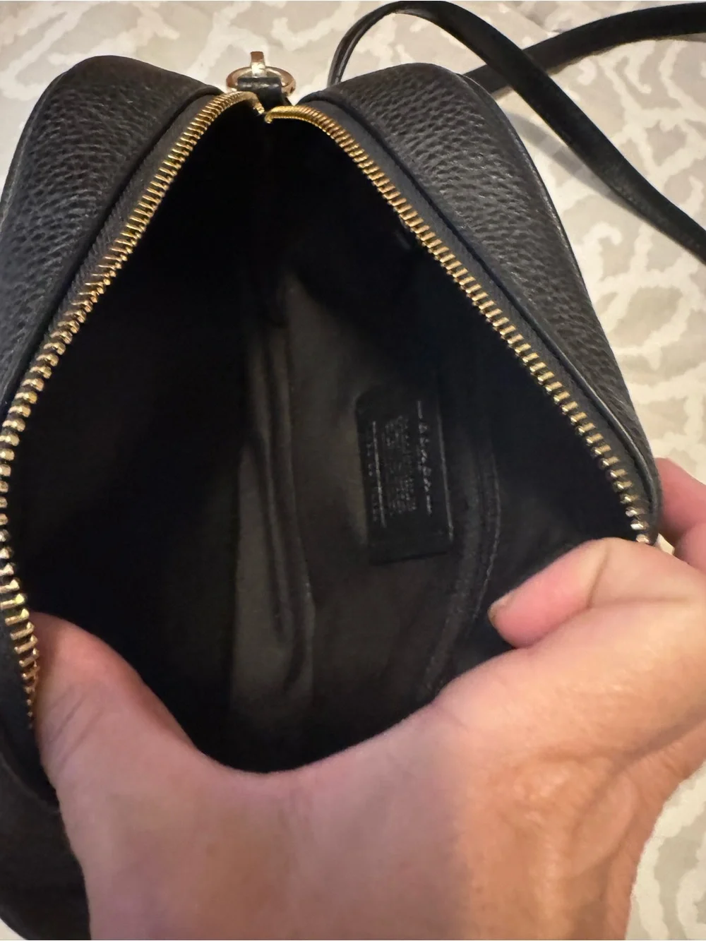 Coach Black Pebbled Leather Camera Crossbody